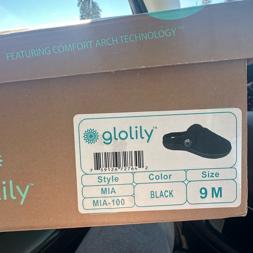 Glolily Black Comfort Slippers - Size 9M